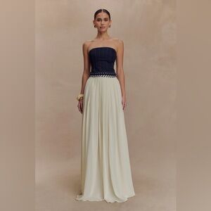 Meshki Suella chiffon denim maxi dress never worn